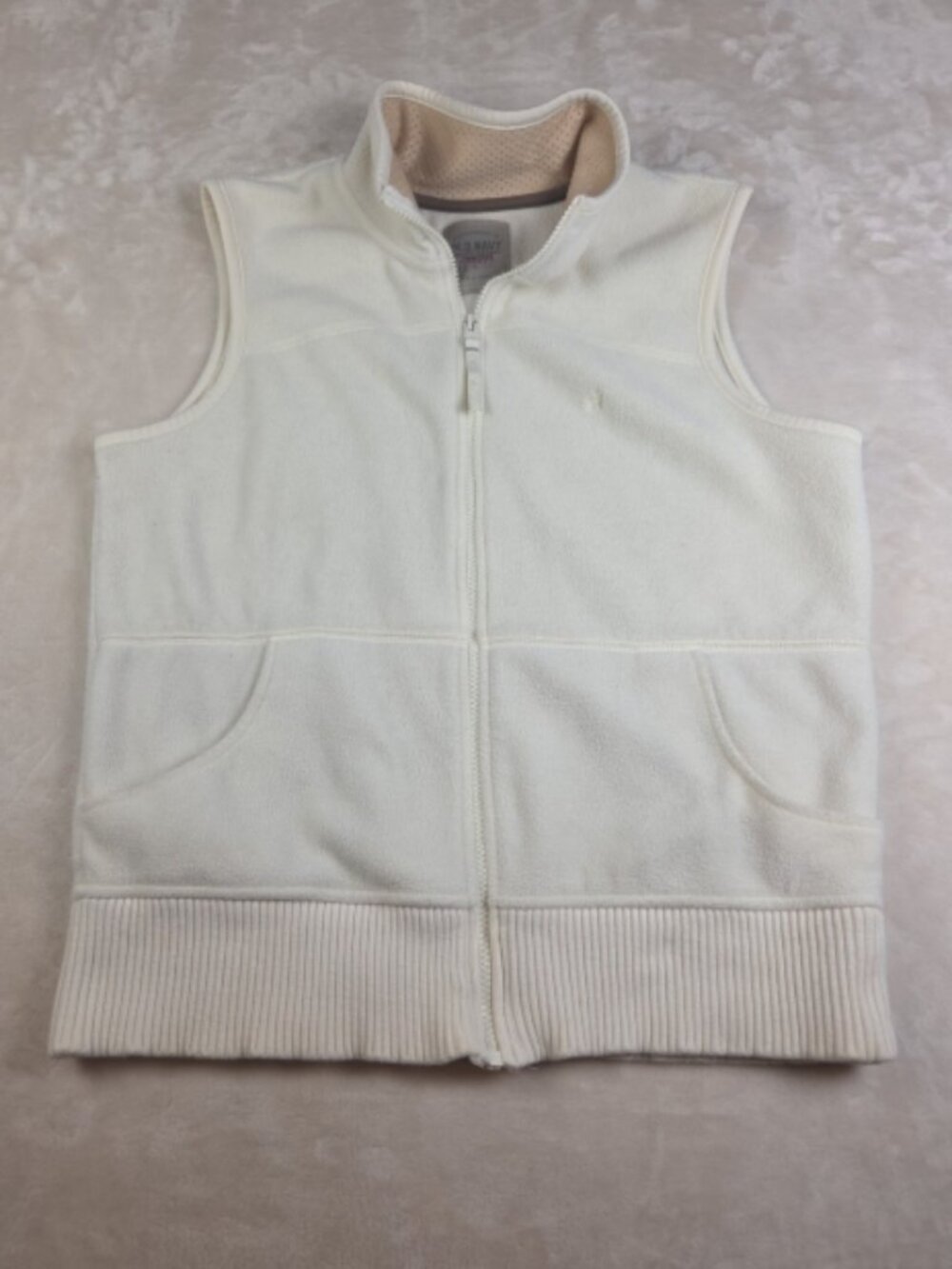 Old Navy Active Ivory Fleece Vest Full Zip Pockets Size Large